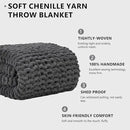 L'AGRATY Chunky Knit Blanket Throw: 80''x90'' Chenille Chunky Knitted Throw Blanket for Bed Couch - Handmade Thick Big Cable Knit Blanket - Large Chunky Crochet Blanket for Home Decor(Dark Grey) by CozyNest Decor