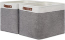 DULLEMELO Storage Baskets Large 16"x12"x12" Rectangular Storage Bins Baskets for Organizing [2 Pack] Fabric Collapsible Storage Organizer for Home,Office,Closet,Clothes,Toys (White&Grey) by TinyTreasures Baby Boutique