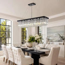 8 Light Modern Crystal Chandelier for Dining Room,Rectangular Rectangle Raindrop Crystal Light Fixture,Height Adjustable for Kitchen Island L40''xW10''xH10'' by CozyNest Decor