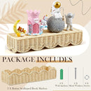 Pinkunn 3 Set Nursery Book Shelves Scalloped Rattan Wall Shelf 15.8 x 3.2 Inch Wall Mounted Plastic Floating Book Shelve, Hanging Boho Wicker Woven Shelf for Nursery Decor and Storage (Boho Beige) by TinyTreasures Baby Boutique