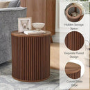 AVZEAR Small Round Side Table Fluted Night Stand Set of 2, Mid Century Modern End Table with Storage, Circle Bedside Tables Wood Nightstands for Small Spaces, Living Room, Bedroom (Walnut) by CozyNest Decor