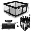 Foldable Baby Playpen with Gate, Extra Large Collapsible Play Yard for Babies & Toddlers, Portable Travel Play Pen with Fence, Safe Activity Center for Indoor & Outdoor Use (51"×51" Black) by TinyTreasures Baby Boutique