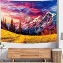 Delur Mountain Tapestry Sunset Forest Tree Nature Tapestry Wall Hanging Sunrise Psychedelic Scenic Landscape Headboard for Bedroom Living Room Home Decor (59.1" x 78.7") by CozyNest Decor