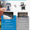 Kenmore 3-Burner Propane BBQ Grill, 30,000 BTUs Gas Grill with Cast Iron Cooking Grates, Folding Side Tables & Wheels, Outdoor Grill with Tool Hooks, Azure Blue + Bonus Cover by GreenHaven Gardens
