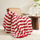 Amélie Home Chunky Knit Blanket Throw, Thick Soft Yarn Chunky Throw 50x60, Handmade Chenille Cable Knitted Crochet Throw Blanket, Warm Rope Knot Blanket for Couch Bed Sofa, Red White Stripe by CozyNest Decor