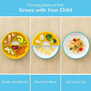 Omie® Easy Scoop Plates for Kids | Unique Design Helps Food Fall into the Spoon, Not on the Table | Made from Plants | 3 Plates + 2 Silicone Dividers | Blue by TinyTreasures Baby Boutique