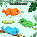 Crochet Kit for Beginners - 3 PCS Baby Chameleon Crochet Kits with Step-by-Step Video Tutorials, Beginner Crochet Kit for Adults Kids, Chameleon Crocheting Set (Orange&Blue&Green) by TinyTreasures Baby Boutique