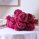 Duovlo Springs Flowers Artificial Silk Peony Bouquets Wedding Home Decoration,Pack of 1 (Spring Hot Pink) by CozyNest Decor