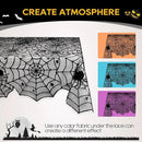 eZAKKA Halloween Table Cloth, 54" x 72" Spider Webs Tablecloths Black Tablecloth Lace Fabric Table Cloths Spooky Cover by CozyNest Decor
