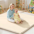 Baby Play Mat 47x47 Inches, Extra Thick 1.2" Foam Floor Mat for Tummy Time & Crawling, Waterproof Non-Slip Faux Leather Playpen Mat for Infants Toddlers, Indoor Outdoor Gym Activity, Beige by TinyTreasures Baby Boutique