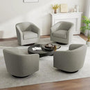Swivel Barrel Accent Chair, Modern Round Linen Arm Chair for Living Room, Bedroom, Comfy Club Reading Chairs for Adults（Linen Fabric, Khaki, Set of 4 by CozyNest Decor
