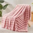 NEWCOSPLAY Faux Fur Twin Blanket Pink Bubble Blanket Thick Warm Soft for Couch Sofa Bed 550GSM (Pink, Twin(60"x80")) by CozyNest Decor