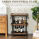 Bar Carts for The Home, Rolling Home Bar Serving Cart on Wheels, 3 Tier Portable Bar Cart, Rolling Coffee Cart with Lockable Wheels, Rustic Burnt Solid Wood and Industrial Matte Black Metal by CozyNest Decor