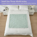 Bigacogo Chunky Knit Throw Blanket for Couch, 40x40 inches, 100% Hand Knitted with Thick Jumbo Chenille Yarn, Cozy Soft Large Rope Knot Cable Crochet Blankets for Sofa Bed Living Room, Mint by CozyNest Decor