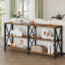 LVB Rustic Console Table, Industrial Wood Metal Sofa Table Behind Couch, Farmhouse Long Entryway Table with Storage Shelf, Large Wooden Foyer Hallway Table for Entry Living Room, Rustic Brown, 63 Inch by CozyNest Decor