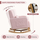 Rocking Chair with Ottoman, Upholstered Nursing Glider Rocker with High Backrest and Side Pocket, Comfy Reading Chair with Solid Wood Legs for Nursery/Living Room/Bedroom Pink by TinyTreasures Baby Boutique