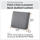 Classic Accessories Montlake FadeSafe Water-Resistant 25 x 22 x 4 Inch Wide Back Patio Quilted Lounge Cushion, Grey by GreenHaven Gardens
