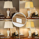 28.5" Rustic Table Lamp Set of 2 For Living Room Farmhouse Lamps for Bedroom, Bedside Lamps with Night Lights And USB C+A Charging Ports for Decor Office Study Hotel (Bulbs Included) by CozyNest Decor