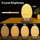 Dinosaur Egg Shape Touch Control Night Light with Pattern Inside, Digital Alarm Clock with Wake Up Light, 20 Soothing Sleep Training Sound and Bluetooth Speaker Box (2025 Style) by TinyTreasures Baby Boutique