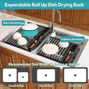 Roll Up Dish Drying Rack, Expandable (12.8"-23.8" D x 12.8" W) Stainless Steel Portable Over The Sink Dish Drainer for Kitchen Sink Counter, Foldable Sink Cover with Removable Utensil Holder by CozyNest Decor
