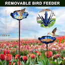 Upgraded Large Metal Yard Art, Metal Agave Plant Yard Decorations Outdoor Sculpture, Metal Flowers for Outside, Waterproof Outdoor Garden Decor (Blue+ Bird Feeder) by GreenHaven Gardens