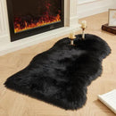 AMTOVO Faux Fur Rug, Black Area Rug, Fluffy Sheepskin Rug, Fuzzy Ultra Soft 2 x 4 ft Shag Rugs for Bedroom Sofa Throw Cushion Room Decor, Sheepskin by CozyNest Decor