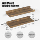 Floating Shelves for Wall, Wall Mounted Shelves Set of 2, Rustic Shelves with Lip, Display Picture Ledge Shelf for Wall Decor Living Room Bathroom Kitchen - Brown by TinyTreasures Baby Boutique