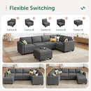 HONBAY U-Shaped Corduroy Sectional Couch with 6 Seaters Modular Sectional Sofa with Storage Sectional Couches for Living Room, Dark Gray by CozyNest Decor