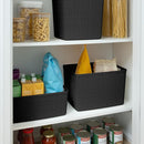 Curver Jute Large Decorative Plastic Organization and Storage Baskets, Perfect Bins for Home Office, Closet Shelves, Kitchen Pantry and All Bedroom Essentials, Pack of 4, Black by TinyTreasures Baby Boutique