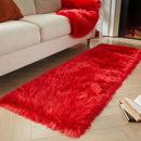 AMTOVO Faux Fur Rug, Red Ultra Soft Fluffy Shag Sheepskin Rug, 2 x 6 ft Runner Area Rugs for Bedroom Sofa Throw Cushion Room Decor, Rectangle by CozyNest Decor