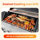 4-Burner Propane Gas BBQ Grill with Side Burner, Porcelain-Enameled Cast Iron Grates and Side Tables, 46,500 BTU Stainless Steel Grill for Outdoor Camping Barbecue Grilling Backyard Cooking by GreenHaven Gardens