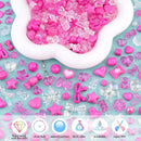 Assorted 170-230PCS Rose Pink Acrylic Beads for Bracelet Making, Flower Bow Butterfly GummyBear Aesthetic Bracelet Charms,Cute Beads for Jewelry Making DIY Necklace Keychain Phone Charm by TinyTreasures Baby Boutique