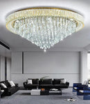 Modern Crystal Chandeliers LED Dimmable Flush Mount Ceiling Chandeliers for Living Room High Ceiling Entrance Foyer Lobby Bedroom Gold by CozyNest Decor