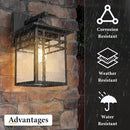 Outdoor Light Fixture Wall Mount, Black Exterior Light Fixture Wall Sconces with Seeded Glass for Front Porch, 9 Inch Large Waterproof Outdoor Square Wall Lantern Outside for House Doorway by GreenHaven Gardens