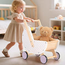Wooden Baby Walker & Doll Stroller – Adjustable Handle Push Cart, Anti‑Tip, Quiet Wheels, Pretend Shopping Cart – Montessori Wooden Walker for Babies, Doll Stroller for Toddlers 12m+ by TinyTreasures Baby Boutique