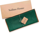 Solino Home Linen Rainforest Green Hemstitch Table Runner 48 Inches - 100% Pure Linen Small Table Runner 14 x 48 Inch Ideal for Dresser and Coffee Tables - Classic Hemstitch - Christmas, Thanksgiving by CozyNest Decor