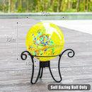VCUTEKA Gazing Ball, Glass Gazing Balls Sphere for Garden Lawn Outdoor Ornament Yard Decorative, Yellow Swirl, 10" by CozyNest Decor