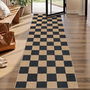Lahome Checkered Easy Jute Runner Rug, 2x8 Kitchen Rug Non Slip Washable Outdoor Runner for Entryway Indoor, Checkerboard Black Indoor Outdoor Carpet for Hallway 8ft Entry by CozyNest Decor