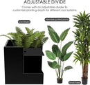 Kozyard 20'' Cube Metal Planter Steel Planter Box Black Steel Flower Pot with Saucer Partition Panel for Trees Plants Flowers Indoor Outdoor Garden Patio Deck Yard by CozyNest Decor