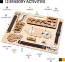 Montessori Busy Board for Toddlers, Wooden Sensory Toys, Preschool Learning Activities for Fine Motor Skills Travel Toy, Basic Life Skills Educational Gifts for 1, 2, 3 Years Old Kids Boys Girls by TinyTreasures Baby Boutique