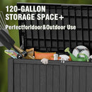 120 Gallon Patio Storage Box, Large Outside Storage Bin for Patio Furniture Covers, Cushion Pillows, Waterproof Outdoor Storage Bench for Towels, Garden Tools and Pool Accessories, Black by CozyNest Decor