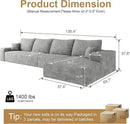 136" Sectional Couches for Living Room Modern Modular Sofa with L-Shape Couchs Upholstered Boneless Couch Deep Seat Sectional Couch with Chaise (Grey, Right Facing Chaise+3Seaters) by CozyNest Decor