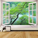 FENDROM Misty Lake Forest Tapestry Wall Hanging Nature Green Tree Landscape Window View Tapestries for Bedroom Living Room Dorm Decor by CozyNest Decor