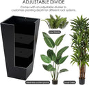 Kozyard 15.4" x 15.4" x 30" Tall Taper Black Metal Planter Flower Plant Pot Indoor Outdoor Planters Steel Flower Pot All-Weather Use with 2 Partition Panels for for Trees, Plants Flowers by CozyNest Decor