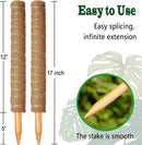 2 Pack 17 Inch Moss Pole, Stackable Moss Poles for Climbing Plants Monstera, Tall Plant Sticks Accessories, Large Coir Plant Support Stakes for Potted Plants Indoor, Pothos, Philodendron by GreenHaven Gardens