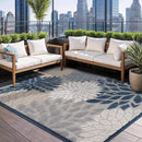 Beverly Rug Outdoor Rug 6x9 Modern Floral Tropical Area Rugs for Indoor and Outdoor Patio Easy to Clean Non Shedding Living Room Porch Garden Washable Outside Carpet (6 x 9 Blue) by CozyNest Decor