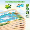 Wooden Puzzles for Kids Age 3 4 5 Year Old, 6 Pack 60 Pcs Toddler Jigsaw Puzzles for Girl Boy Animals Space Activities Preschool Learning Educational Birthday Gift Travel Autistic Wooden Toys by TinyTreasures Baby Boutique