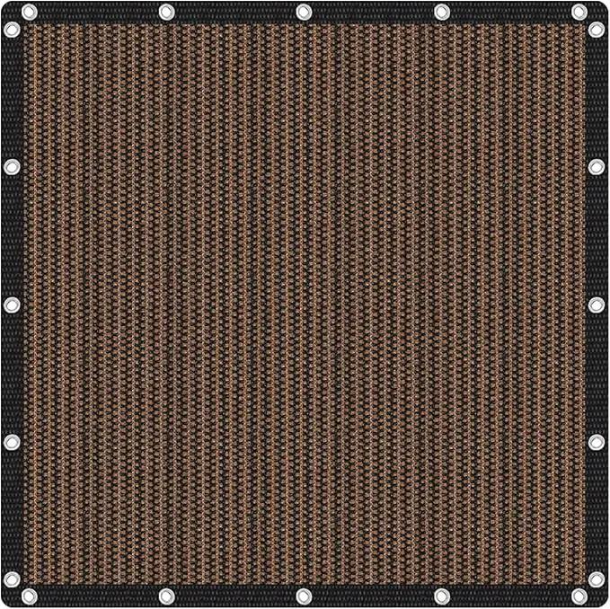 VICLLAX Shade Fabric Sun Shade Cloth with Every 2 FT Grommets for Patio Garden Pergola Cover Canopy 9x9 FT, Mocha