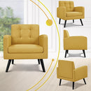 Yaheetech Mid-Century Accent Chairs, Modern Upholstered Living Room Chair, Cozy Armchair Button Tufted Back and Wood Legs for Bedroom/Office/Cafe, Set of 2, Yellow by CozyNest Decor