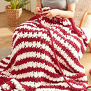 Amélie Home Chunky Knit Blanket Throw, Thick Soft Yarn Chunky Throw 50x60, Handmade Chenille Cable Knitted Crochet Throw Blanket, Warm Rope Knot Blanket for Couch Bed Sofa, Red White Stripe by CozyNest Decor